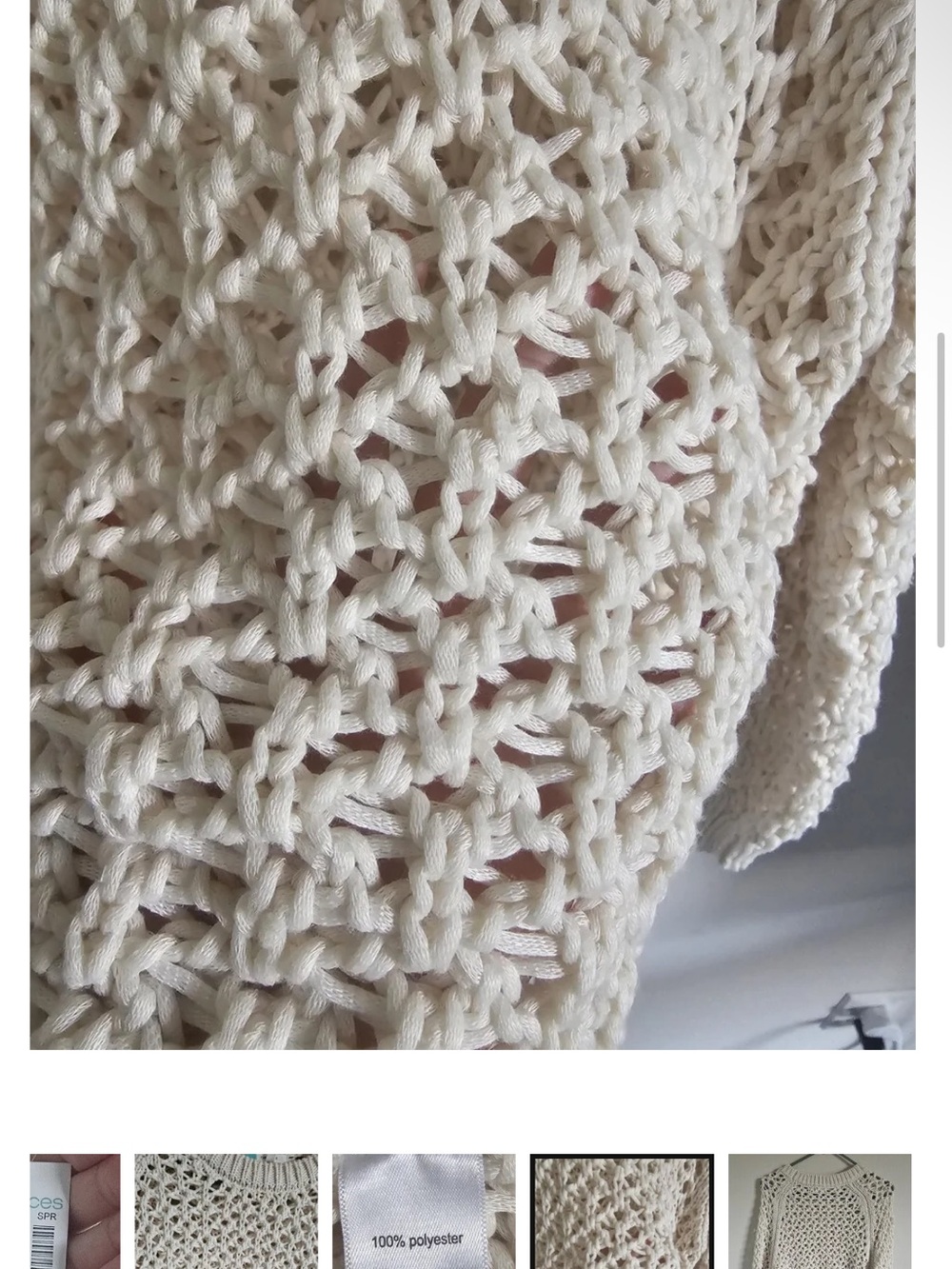 Medium - Maurices Cream Open-Weave Crewneck Sweater - Picture 4 of 12